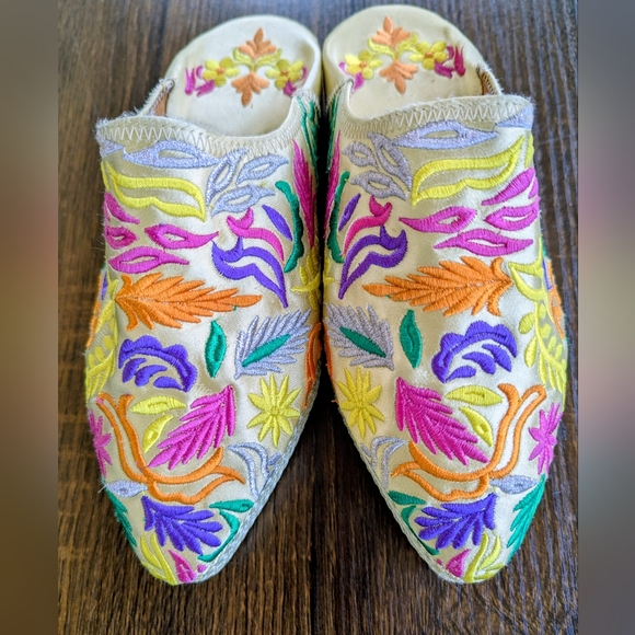 Hiba Jmila Embroidered Slip On Flatforms Made In Morocco Size 37 Colorful Boho - Picture 10 of 10